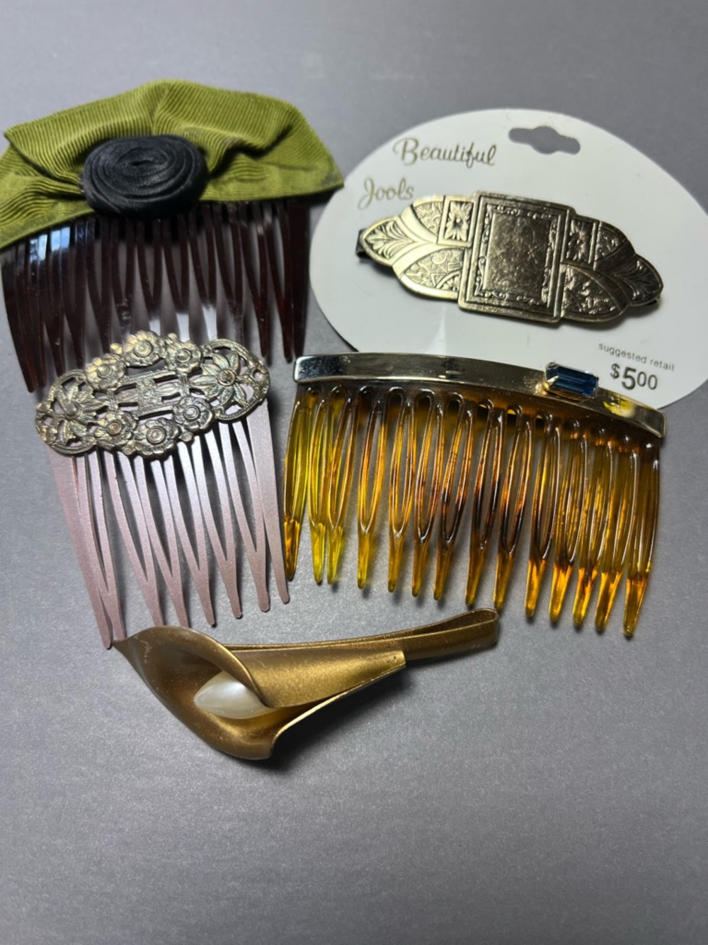 Elegant Hair Comb Set with Gold and Silver Accents